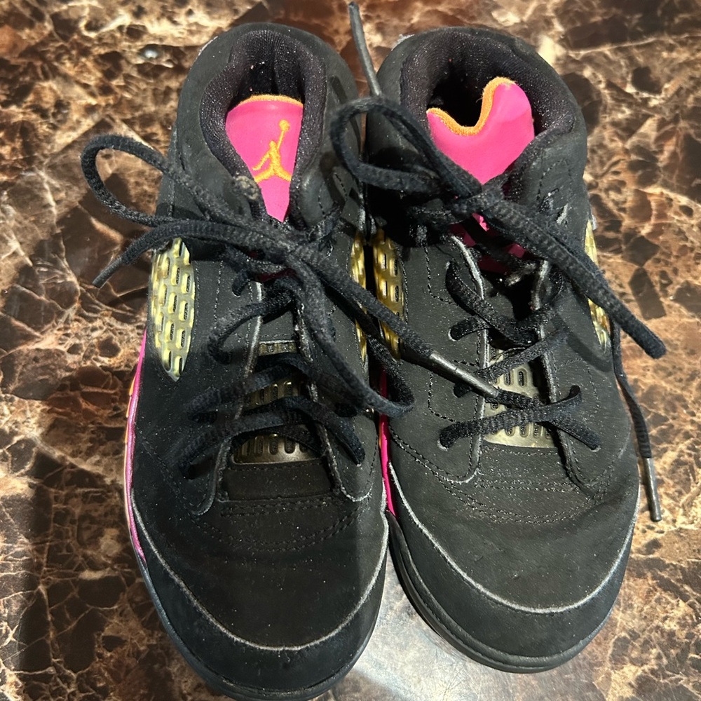 Kids Black and Pink Jordan Sneakers 10c
